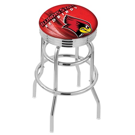 Holland Bar Stool Co 30" Chrome 2-Ring Illinois State Swivel Bar Stool, Accent Ring L7C3C30IllStU-D2